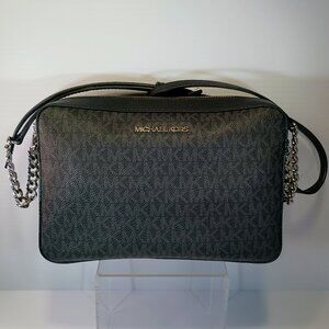 MK Jet Set LG EW Saffiano Crossbody Bag LOGO BLK, Used, See Pics!